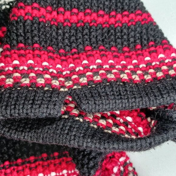 VTG Crazy Horse by Liz Claiborne Womens S Chunky Knit Sweater Top Red Black Tan - Picture 14 of 14
